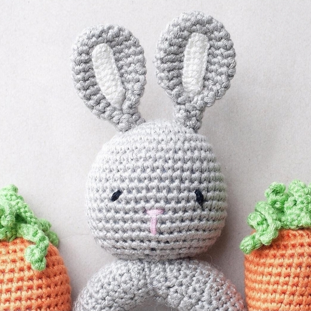 Bunny Ring Hand Crocheted Rattle - Picture 2 of 3